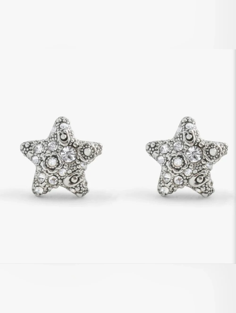 SOLD Coach Star Tea Rose Earrings - NWT - Brass/Titanium/Crystal - Picture 1 of 6